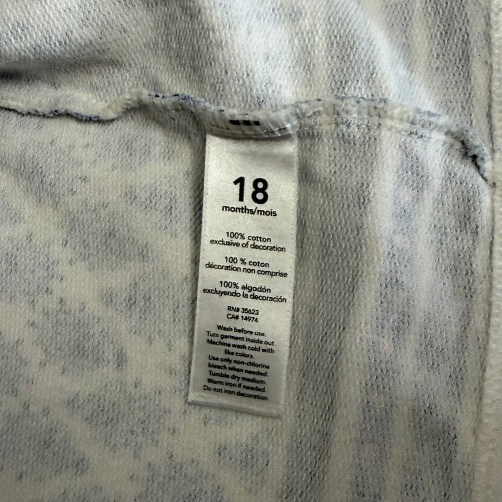 Carters Baby Girl Blue White Damask Print Zip Up Peplum Hoodie Jacket 18 Months